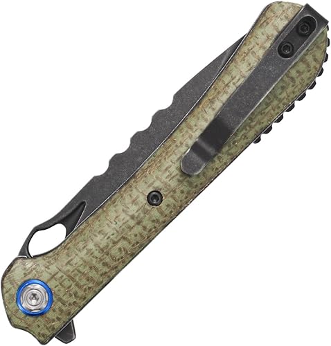 Miniatura 4 de Sitivien ST145 - Cuchillo de bolsillo plegable, hoja de acero 14C28N lavada a la piedra negra, cuchillo de herramienta EDC con mango de micarta para