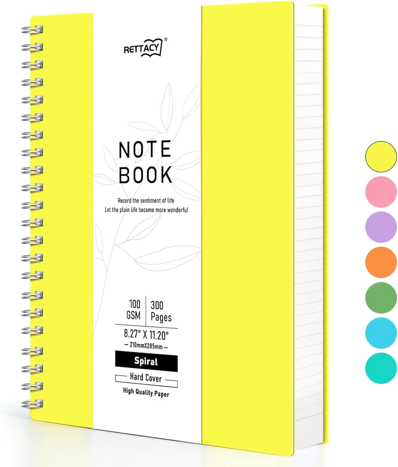 RETTACY Spiral Notebook 300 Pages A4 Large Spiral