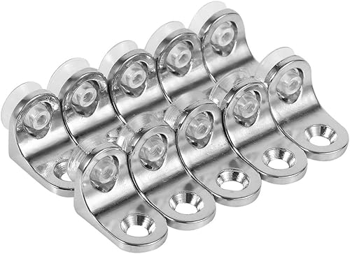 Miniatura 8 de Soportes para estantes de vidrio de aleación de zinc, niquelados, plateados, paquete de 10, con ventosas, 9.8 x 5.9 pulgadas, soporte de estante