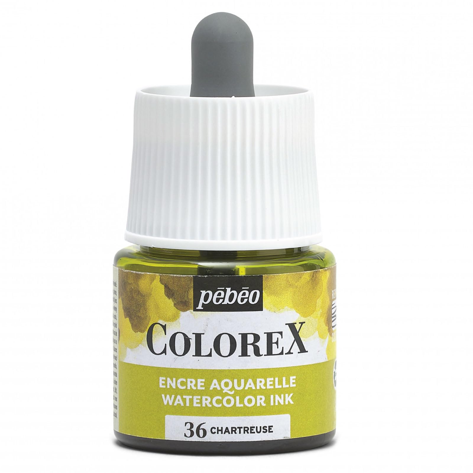 Pébéo - Colorex Ink 45 ml Chartreuse – Colorex Watercolour Ink Pébéo – Velvety Yellow Ink – Multi-Tool Drawing Ink for All Media – 45 ml – Chartreuse
