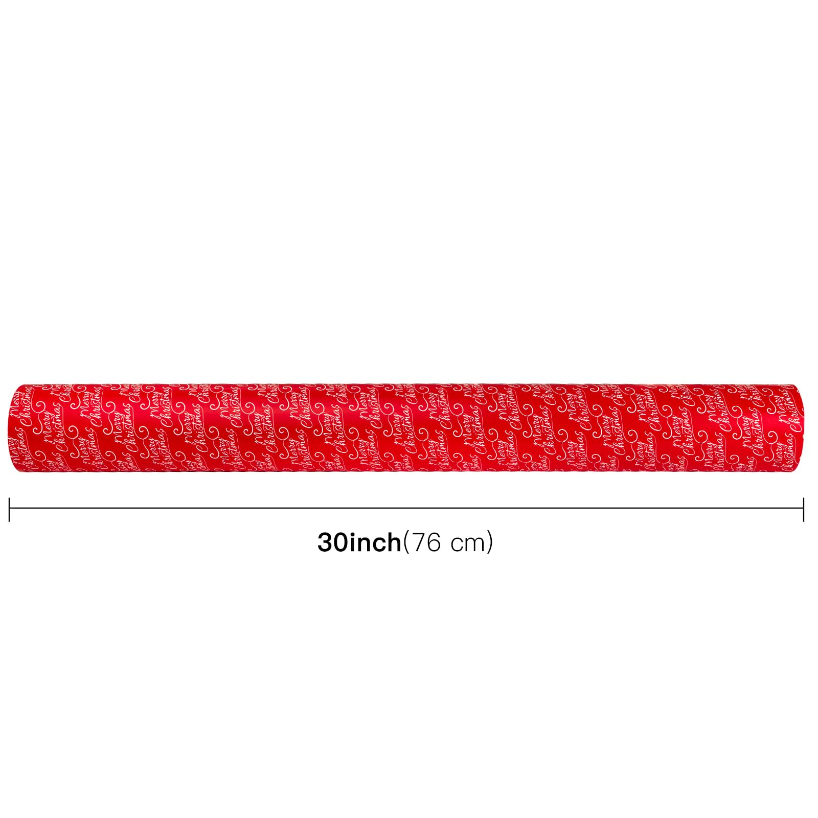 WRAPAHOLIC Wendbares Weihnachts-Geschenkpapier – 76,2 cm x 30 m Jumbo-Rolle Merry Christmas Schriftzug und solides rotes Design