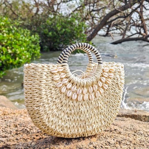 Image of Straw Bags For Women 2025 Summer Rattan Bags Women Straw Hand-woven Top-handle Handbag Sea Rattan Tote Clutch