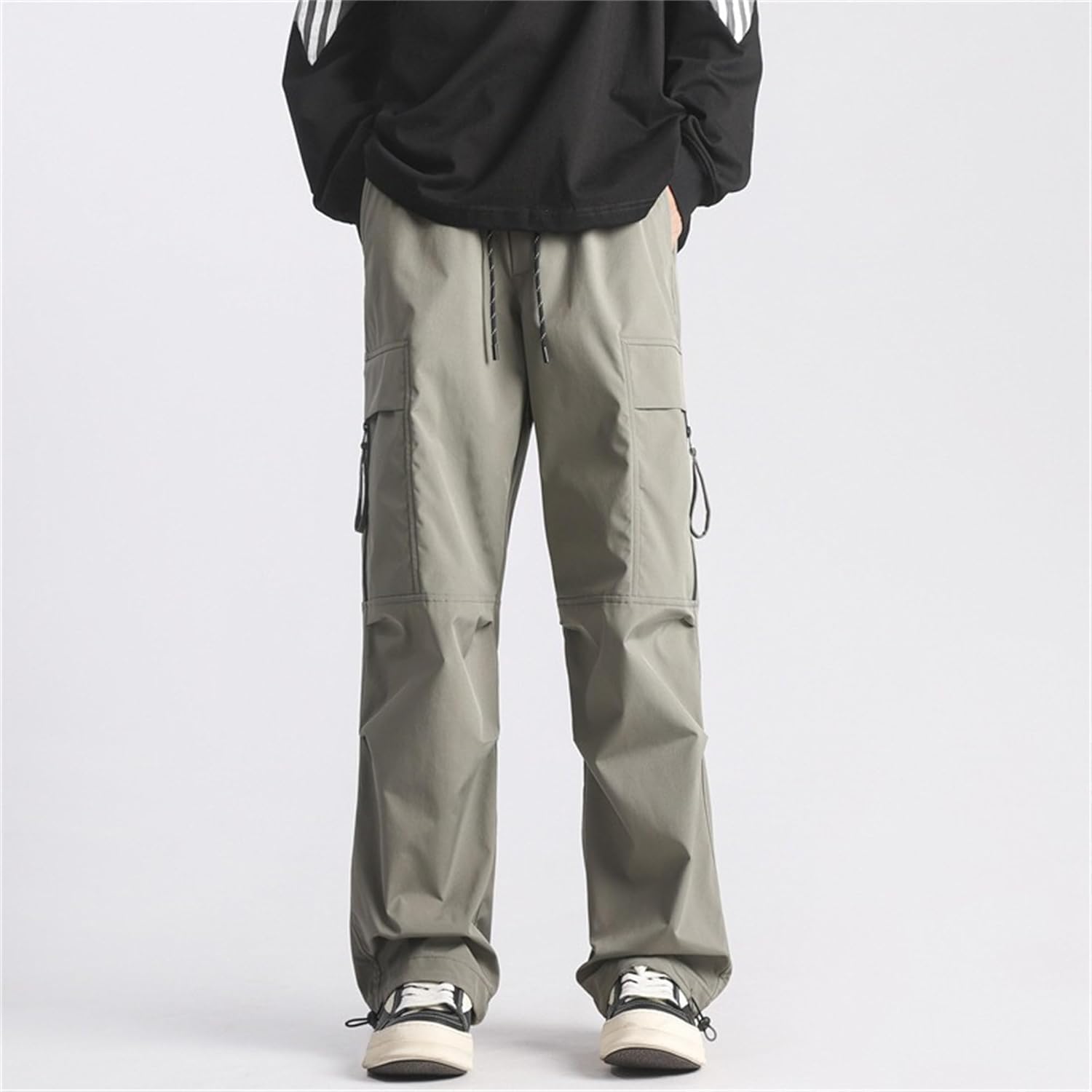 Mens Baggy Ski Snowboard Pants Casual Windproof Loose Fit Cargo Pants Drawstring Parachute Trousers for Men