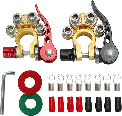 Conectores de terminal de batería Conectores de abrazadera de terminal de batería de liberación rápida con cubierta, orejetas de cobre,