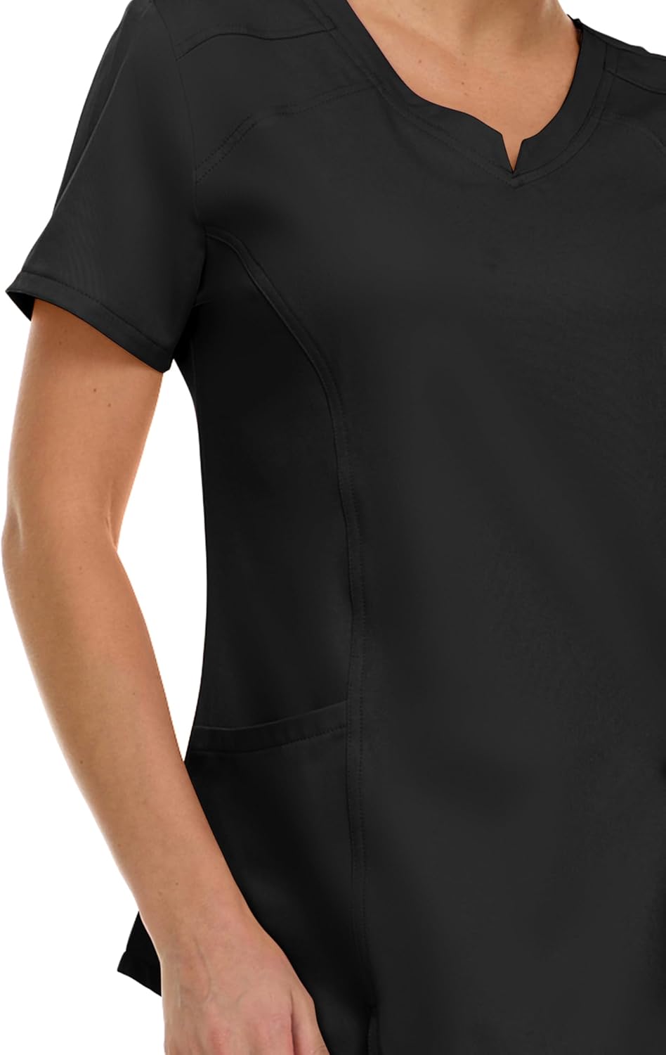 MediChic Scrubs Women's V-Neck Notch Fashion Stretch Scrub Top with Two Pockets, Flex Easy Care Fabric - Image 4