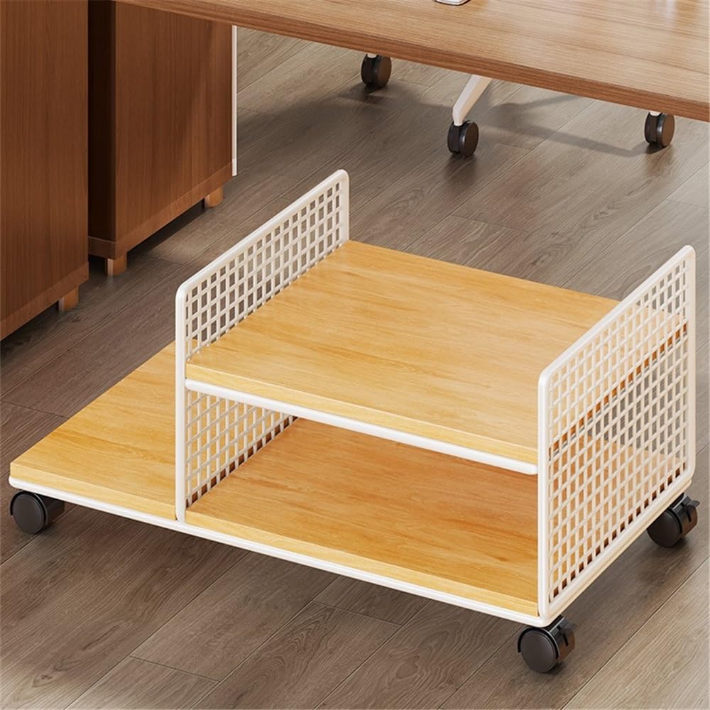 Práctico Soporte for CPU, Estante for Impresora, Estuche de Escritorio, Carrito móvil con Ruedas giratorias Bloqueo(A)