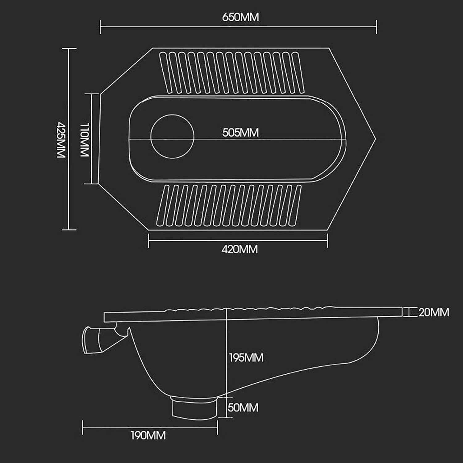 Generic Squat Pit, Public Toilet Water Tank Set with 304 Stainless Steel Squat Toilet, Odor-Resistant,E,A