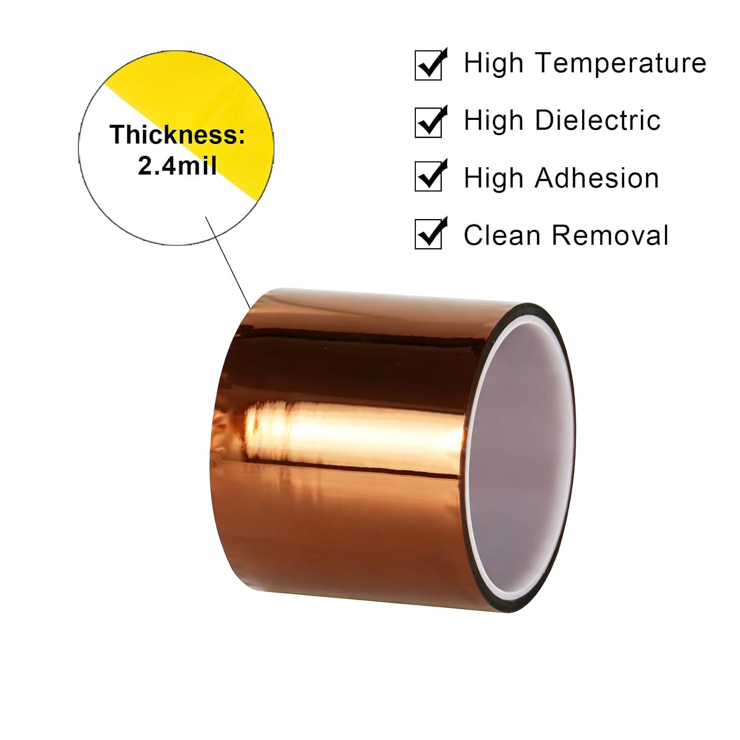 BOMEI PACK Polyimide Tape, 1 Pack High-Temperature Resistant Tape 3inch x 16m(54ft), No Residue Heat-Resistant Tape for Electric Task, 3D Printing, Soldering, Sublimation, Masking