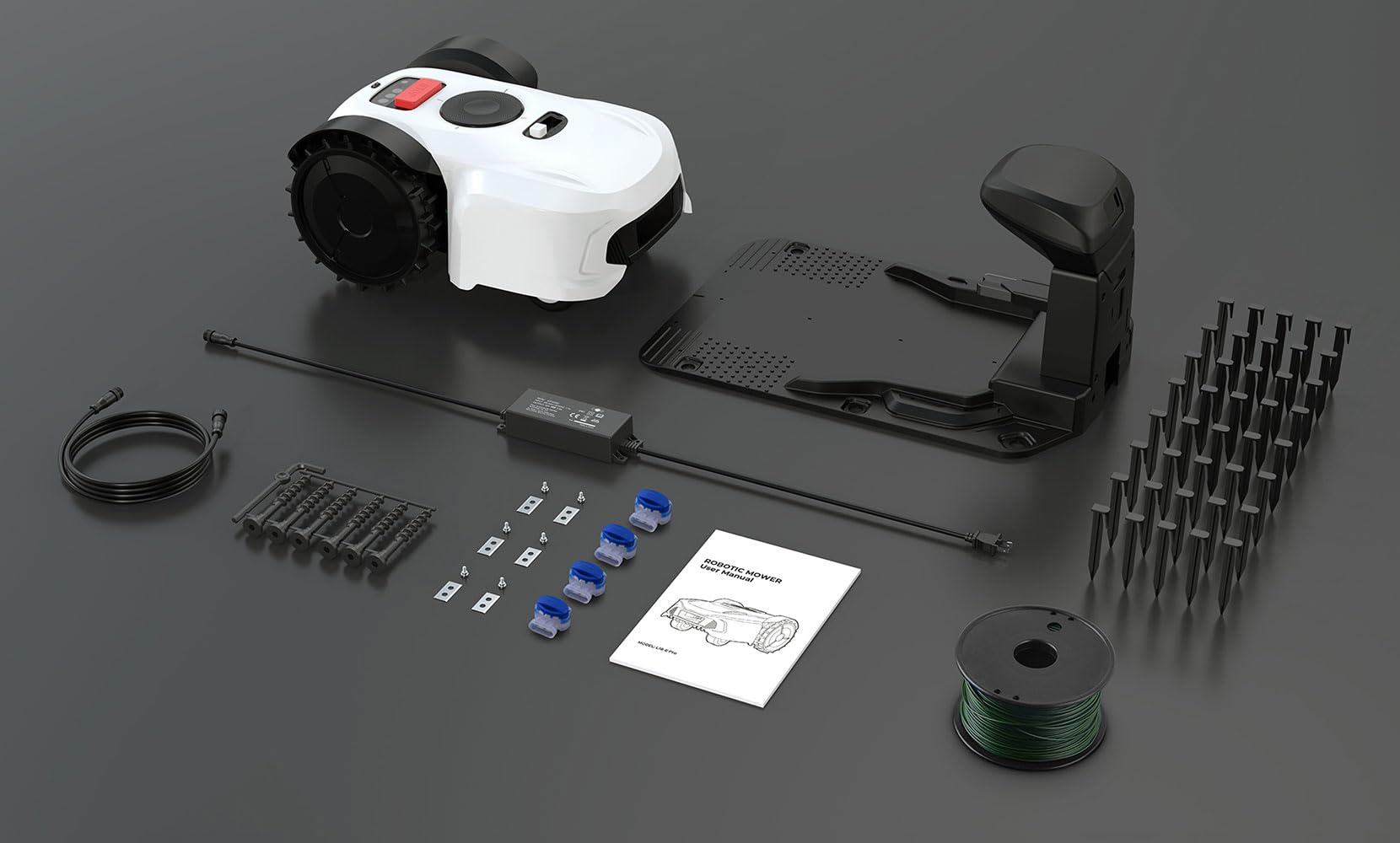 TINS Robot Cortacésped, Robots Cortacéspedes Eléctrico, para Carga Automática, Línea Límite Virtual, Gestión Multiárea, Control App, RTK, Pendiente de 20°, Máximo 1000 m², Antirrobo