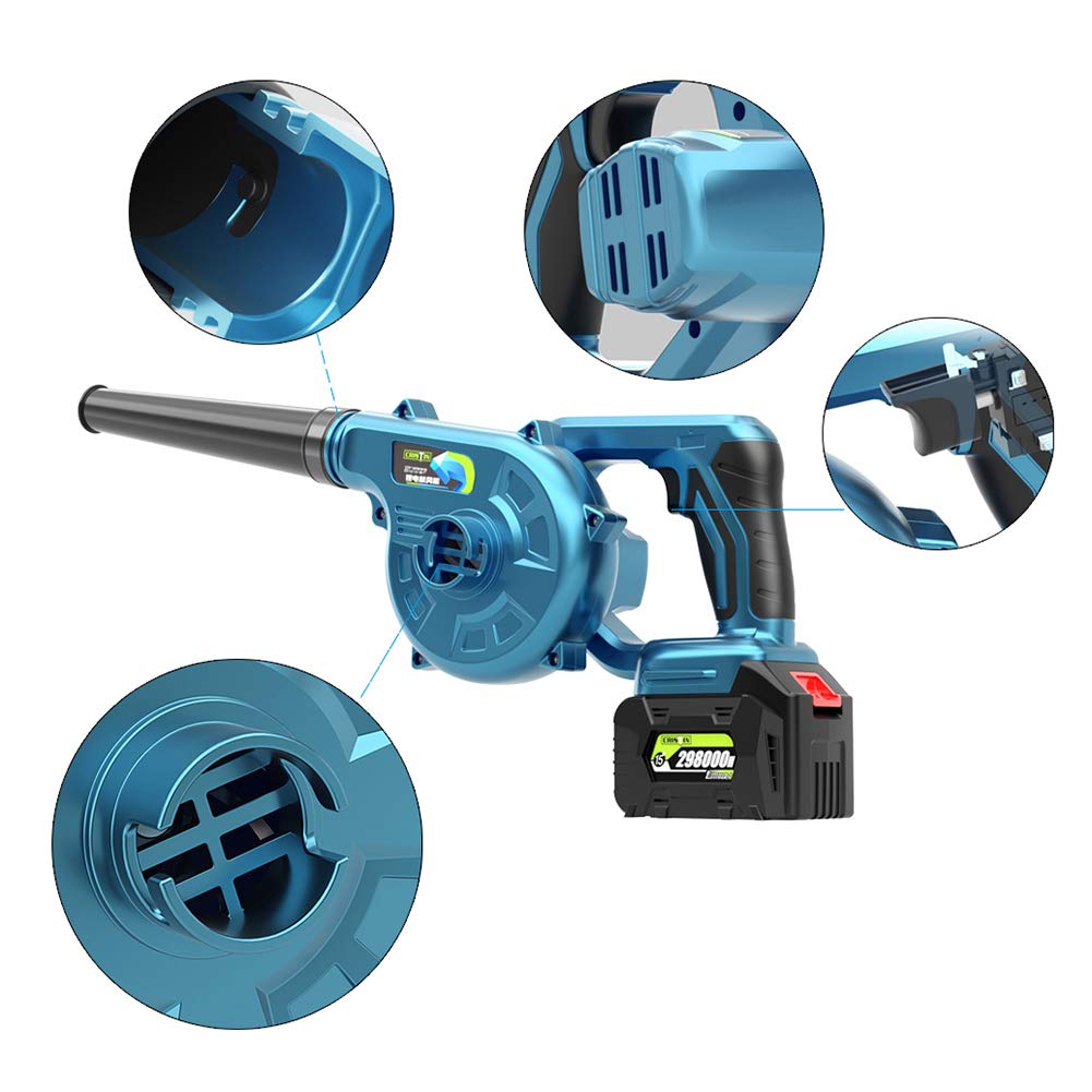 Soffiatore per Foglie e aspirapolvere, spazzatrice da Giardino a velocità variabile Senza Fili con Batteria e Caricatore, Batteria al Litio da 21 V, per Cortile/vialetto/Ponte/Veranda