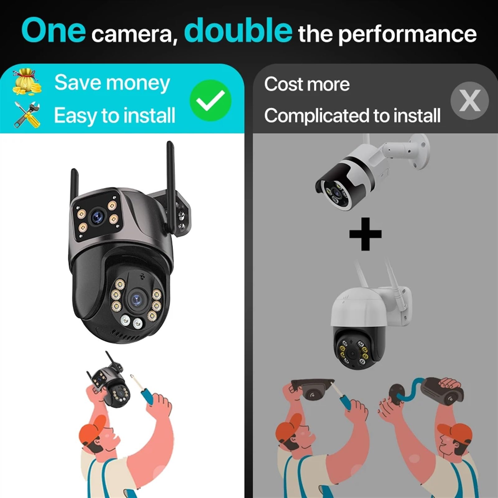 4K 8MP HD kamera PTZ zewnętrzna 4MP podwójny obiektyw podwójny ekran AI automatyczne śledzenie kamera IP CCTV nadzór audio-wideo P2P Łatwa instalacja(4MP Add 128G Card)
