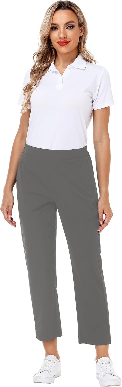 AOBUTE Women's Golf Pants with Zip Pockets High Waisted Stretch Hiking Travel Work Pants