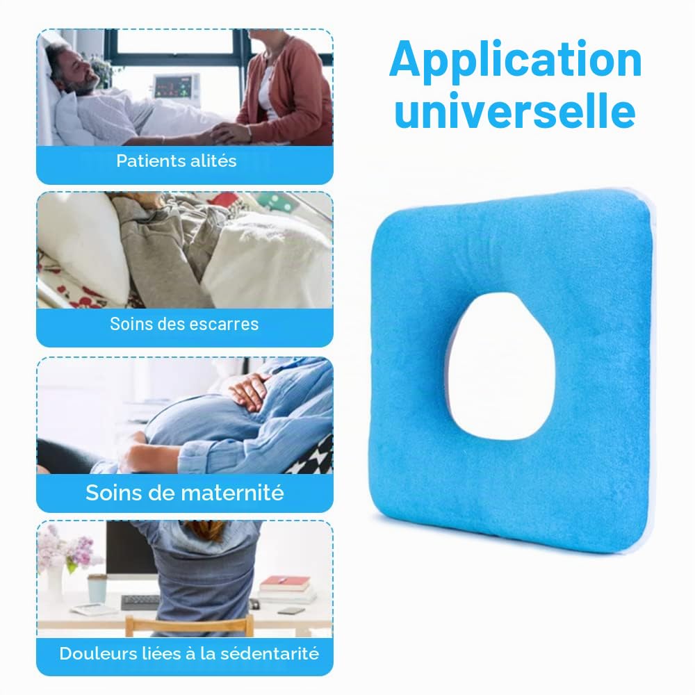 MESINURS Coussin Anti-escarres en Forme de Donut pour lit, Personnes âgées, handicapées, Enceintes (43,2 x 43,2 cm, carré)