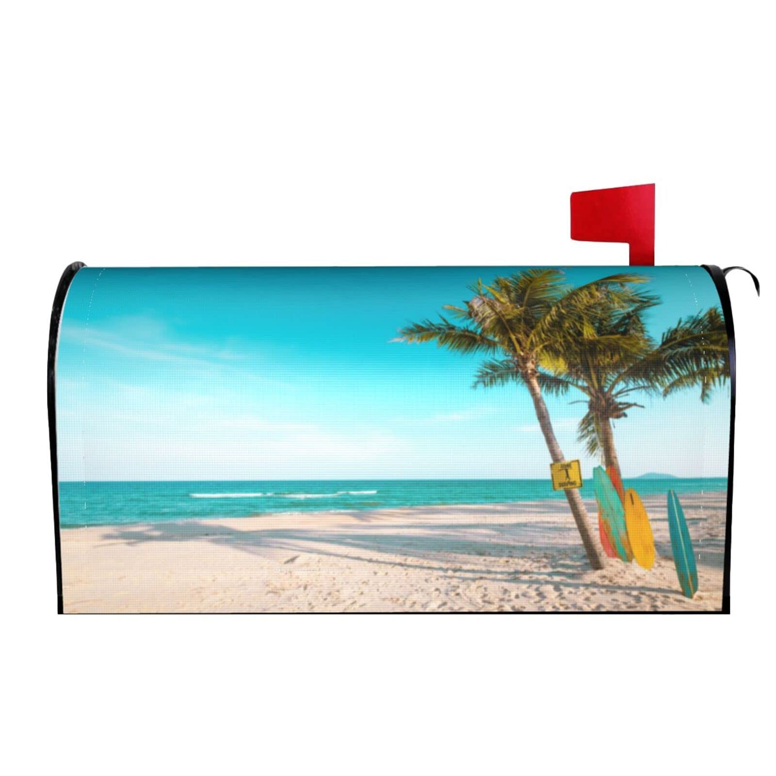 Vintage Palm Tree On Tropical Beach in Summer Mailbox Covers Magnetic Wraps Post Letter Box Cover Garden Home Decor