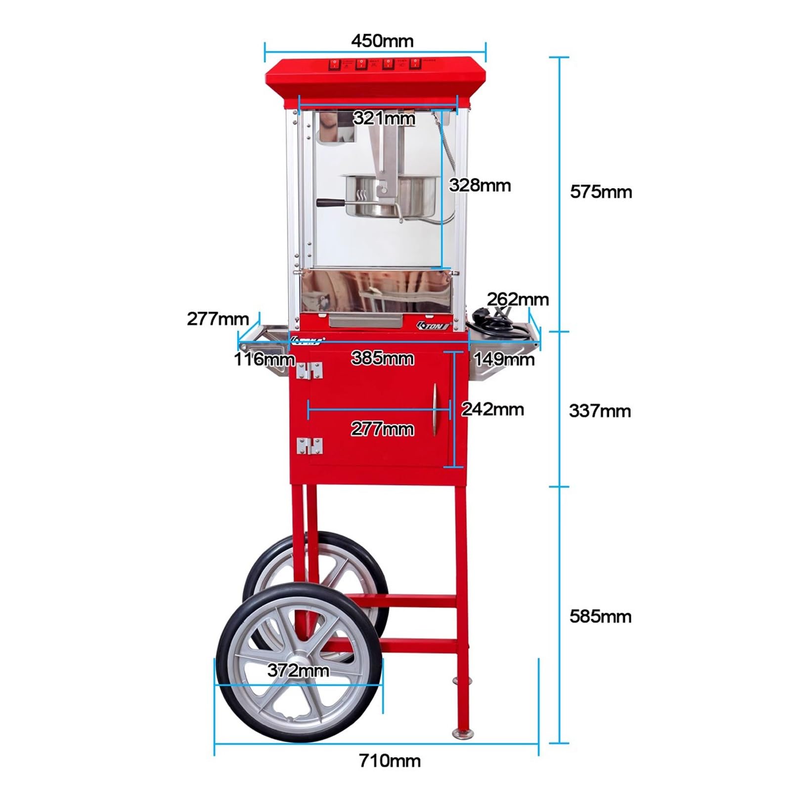 Palomitero para cine en casa Máquina eléctrica for hacer palomitas de maíz, máquina comercial automática, utensilios cocina con cuchara, tubo calentamiento SUS304