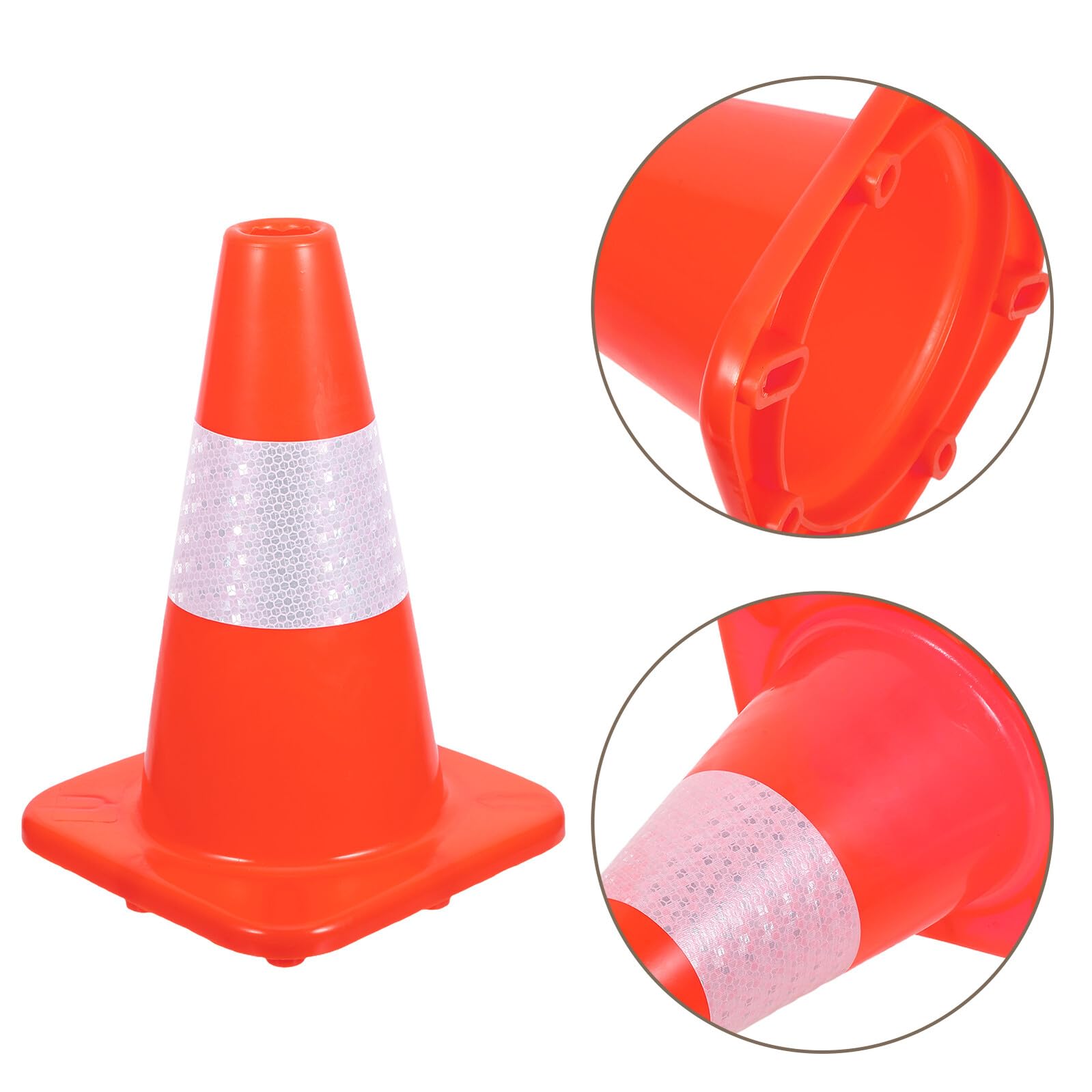 POPETPOP Lot de 3 Cônes de Sécurité en Plastique 30 CM Orange avec Bandes Réfléchissantes Cônes de Signalisation Routière Haute Visibilité pour Chantiers et Parkings Résistants aux