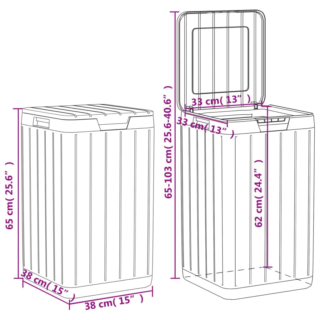 vidaXL Cubo de Basura de Exterior, Cubo Papelera con Tapa, Contenedor de Residuos, Cubo de Basura para Parque Jardín, PP Gris Antracita