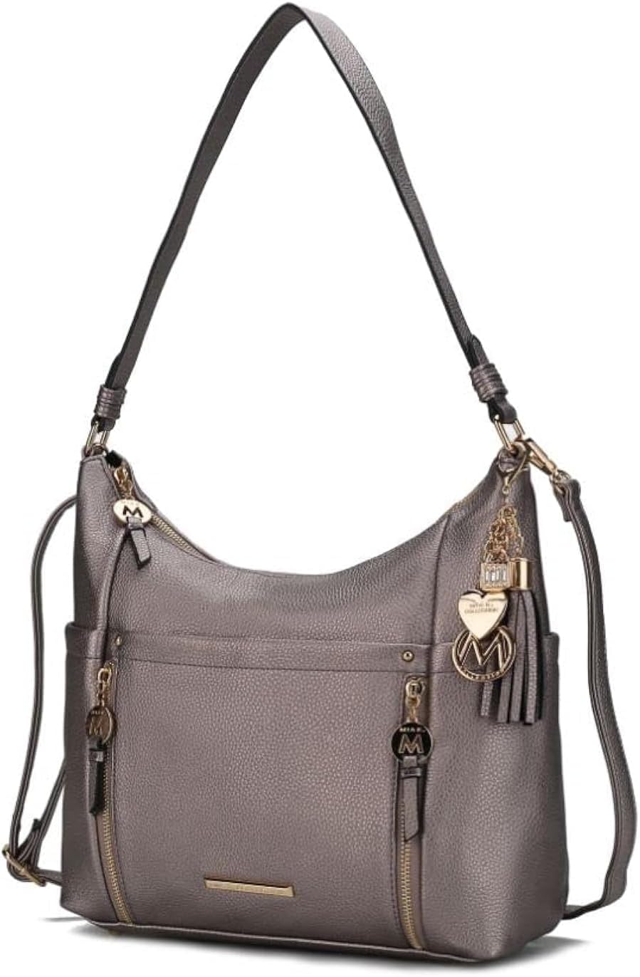 MKF Collection Shoulder Bag for Women, Vegan Leather Crossbody, Hobo Fashion Handbag Messenger Purse