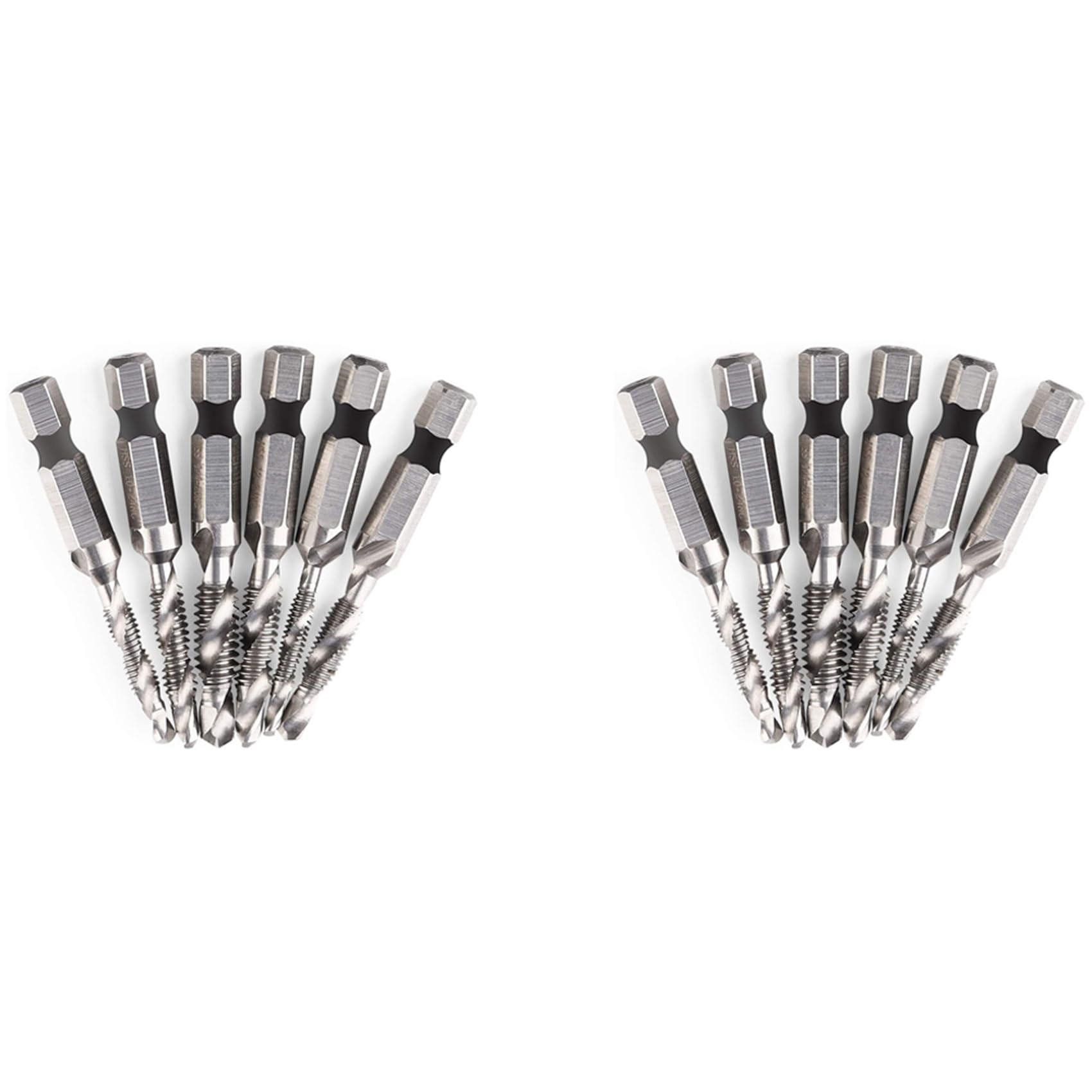 Jnchdghwa Silver 12Pcs Drill Tap Set Hex Shank Sae Combination Drill And Tap Bit Set Hss 4341 Tap Deburr Drill Bit