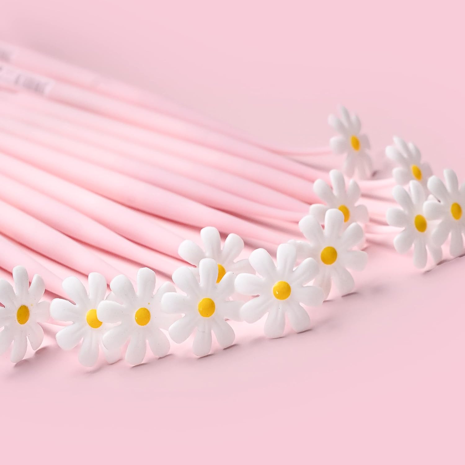 Gift for Mom, White&Pink Daisies Gel Pens-12Pcs Black,Ideal For Easter,Gift for Her,Mother's Day,Graduation Gifts,Wedding Favors,Office,Journaling Or Pink Decor.