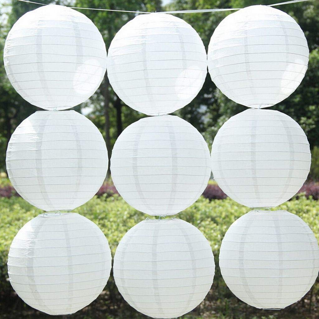 9 szt. zestawu papierowych lampion wiszące kulowe lampiony do dekoracji domu przyjęcie wesele białe 40 cm / 16 cali