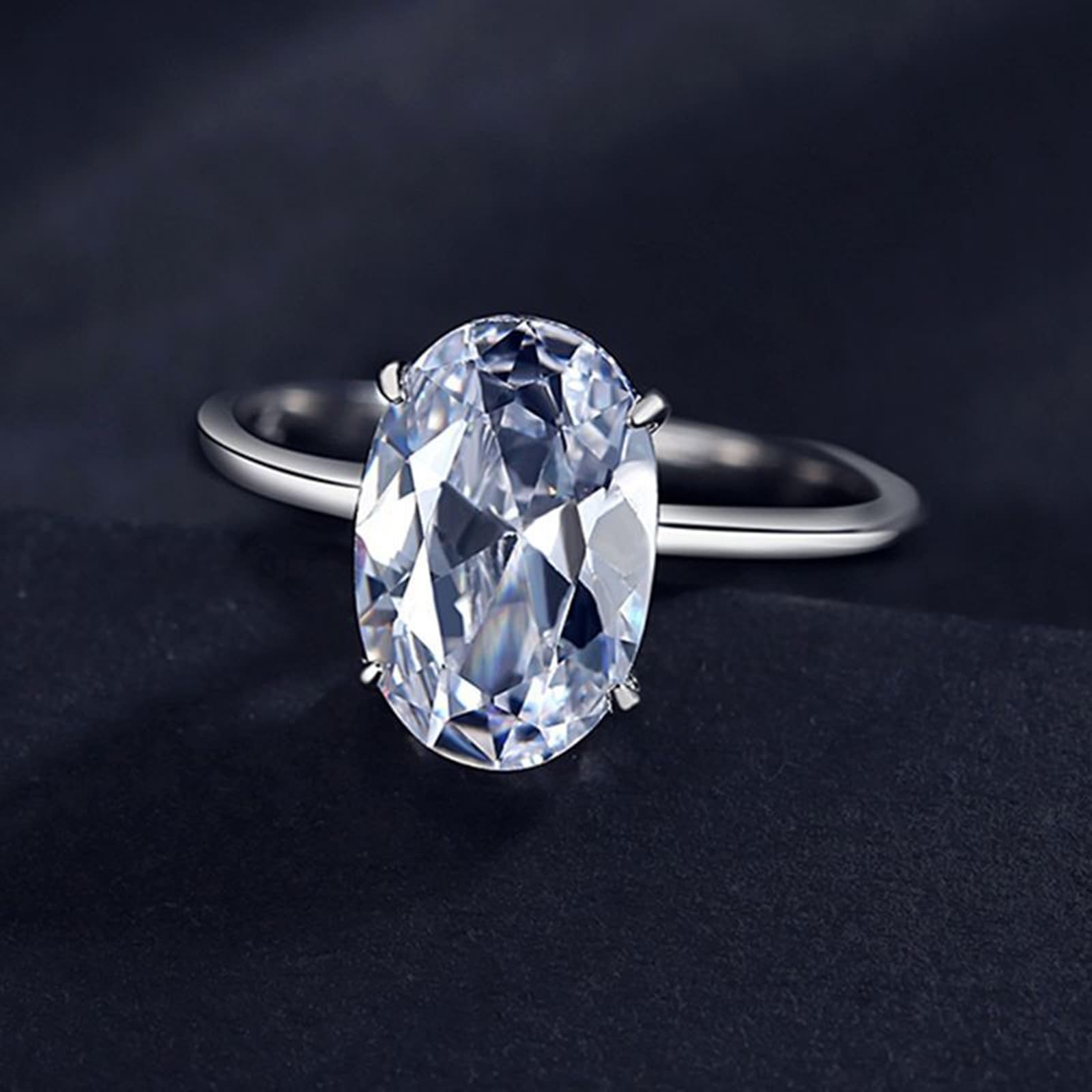 Au 375/585/750 Bague de fiançailles classique en or blanc 4 griffes avec moissanite en or véritable 9 K/14 K/18 K Taille 47-65