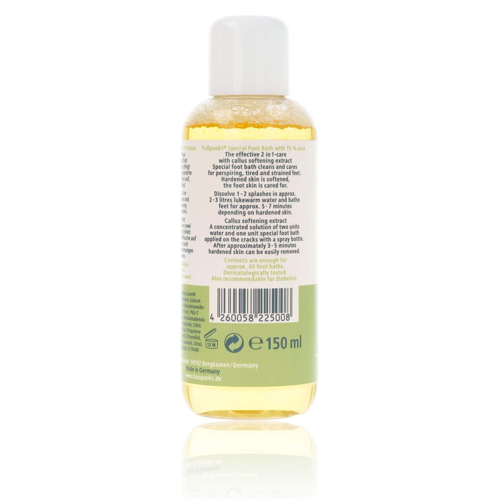 Special foot bath with cornea softener extract, 15% urea and aloe vera - 150 ml - Image 2