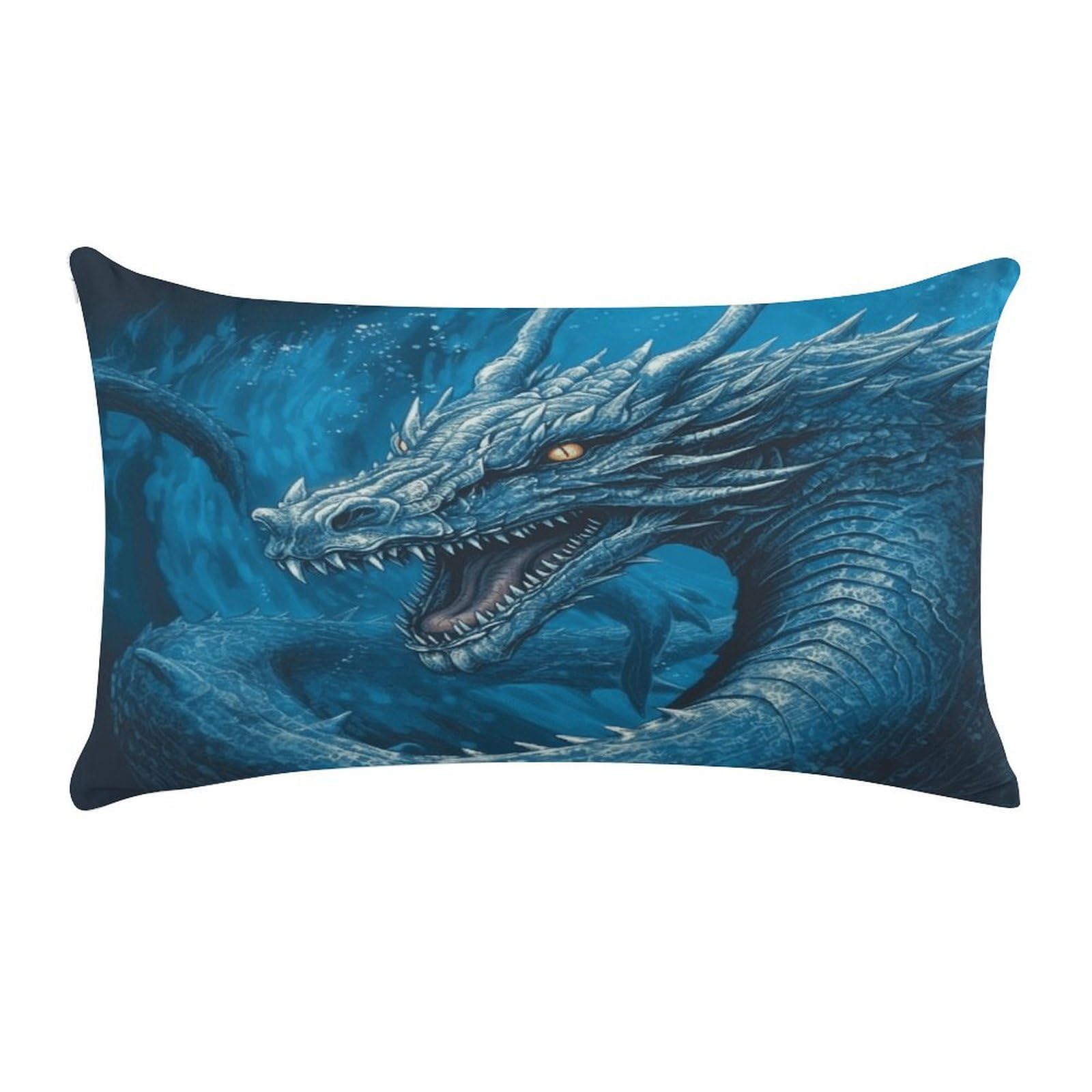 VstaDank Dragon Cool Blue Throw Pillow Cover Rectangular Lumbar Throw Pillow Case Soft Farmhouse Accent Decorative Cushion Cases Short Plush Pillowcase with Zipper 12 X 20 Inch