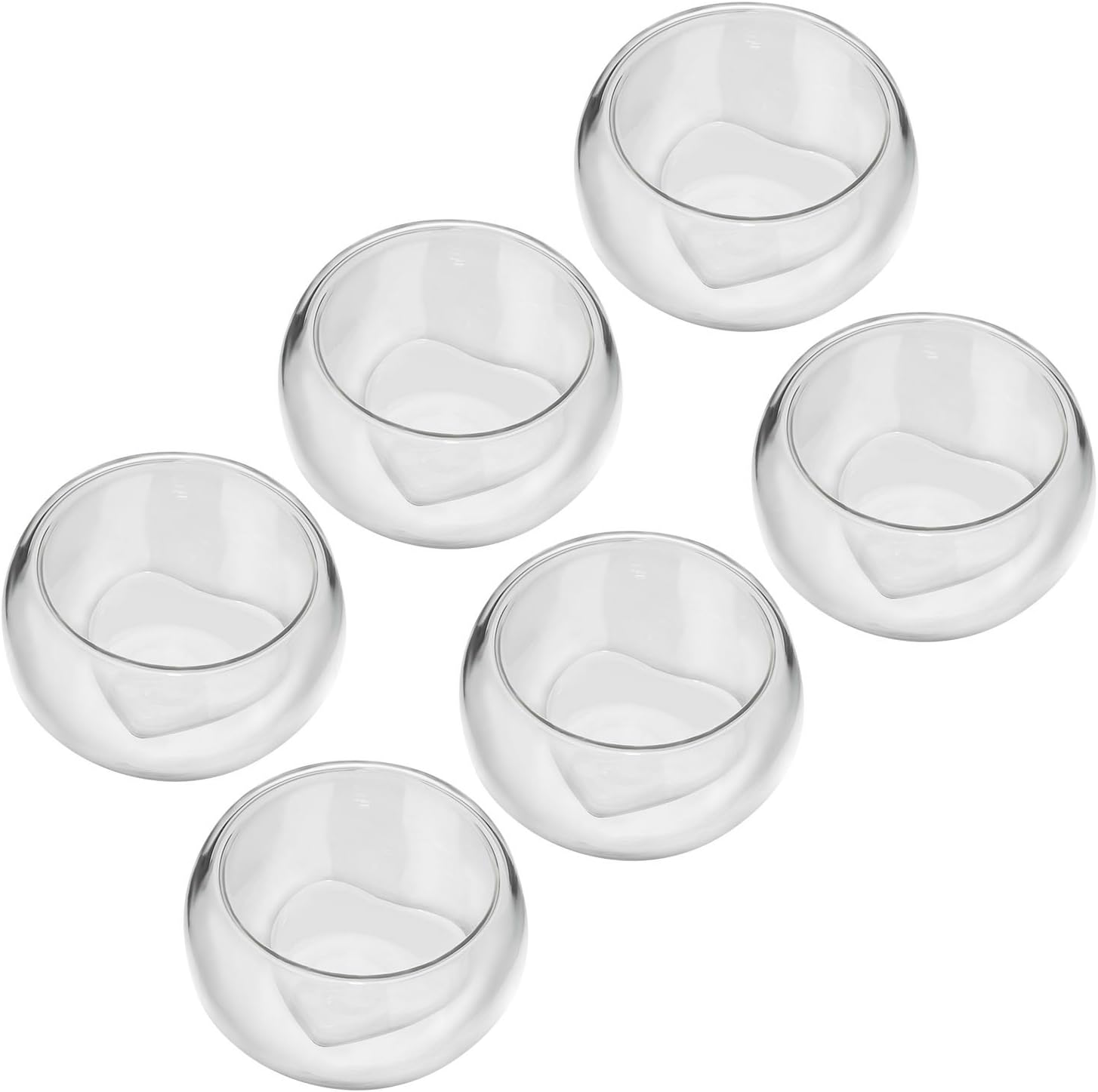 Heart Shape Tea Cup Set of 6. Double Wall Insulated Drinking Cups Made from Borosilicate Glass. Best for Heat Retention and Comfortable Grip. Also Functions as Espresso Cup for Coffee