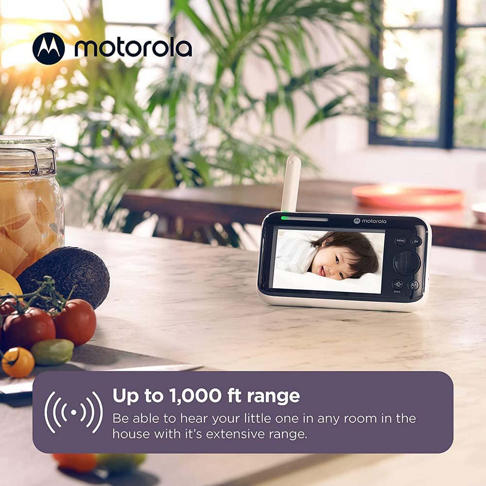 Motorola Nursery PIP1610 HD Wifi, Moniteur Vidéo Bébé - Unité Parentale 5" HD 720p - Appli Motorola Nursery 24hrs cloud inclu, Panoramique, Inclinaison et Zoom à Distance -Com. Bidirectionnelle