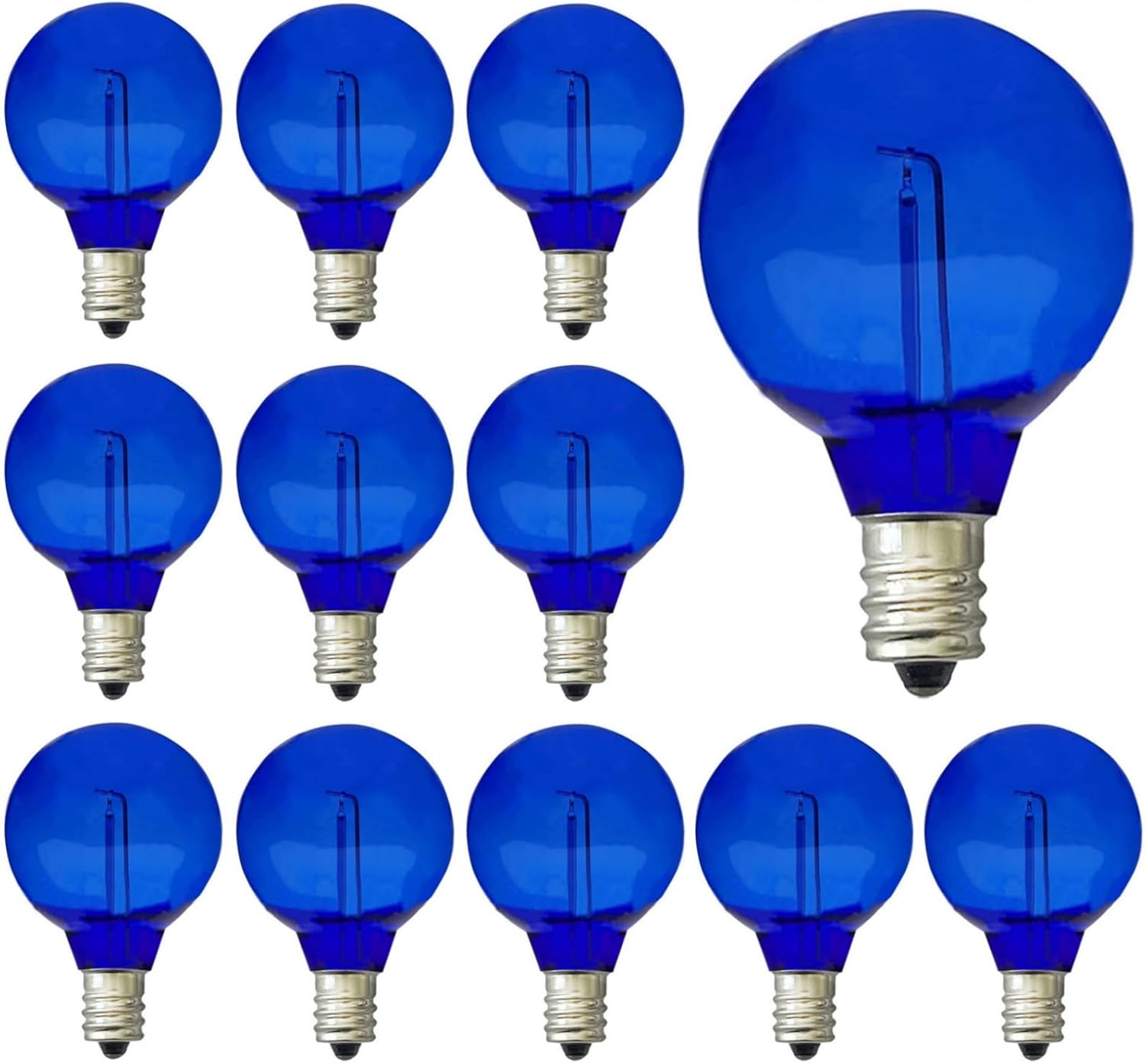 15 Pack G40 Light Bulbs LED Replacement Bulbs 1W Shatterproof Plastic G40 LED String Lights E12 Base G40 Globe Light Bulb LED Edison Bulbs for Indoor Outdoor Patio Home Christmas Decor(Blue)