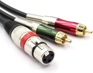 SiYear XLR Female to 2 x Phono RCA Plug Adapter Y Splitter Patch Cable, XLR Female 3 Pin to Dual RCA Male Plug Stereo Audio Cable Connector(1.5M)