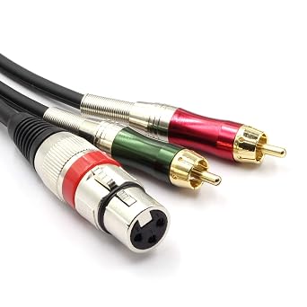 XLR Female to 2 x Phono RCA Plug Adapter Y Splitter Patch Cable, XLR Female 3 Pin to Dual RCA Male Plug Stereo Audio Cable Connector1.5M