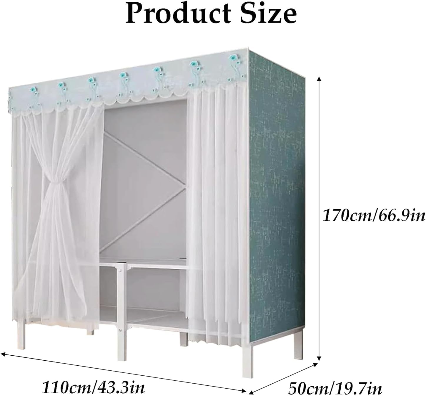 Rieort Fashion Closet Metal Iron Wardrobe Closet Saves Space Portable Wardrobe for Bedroom Hanging Easy to Assemble Clothes Closet