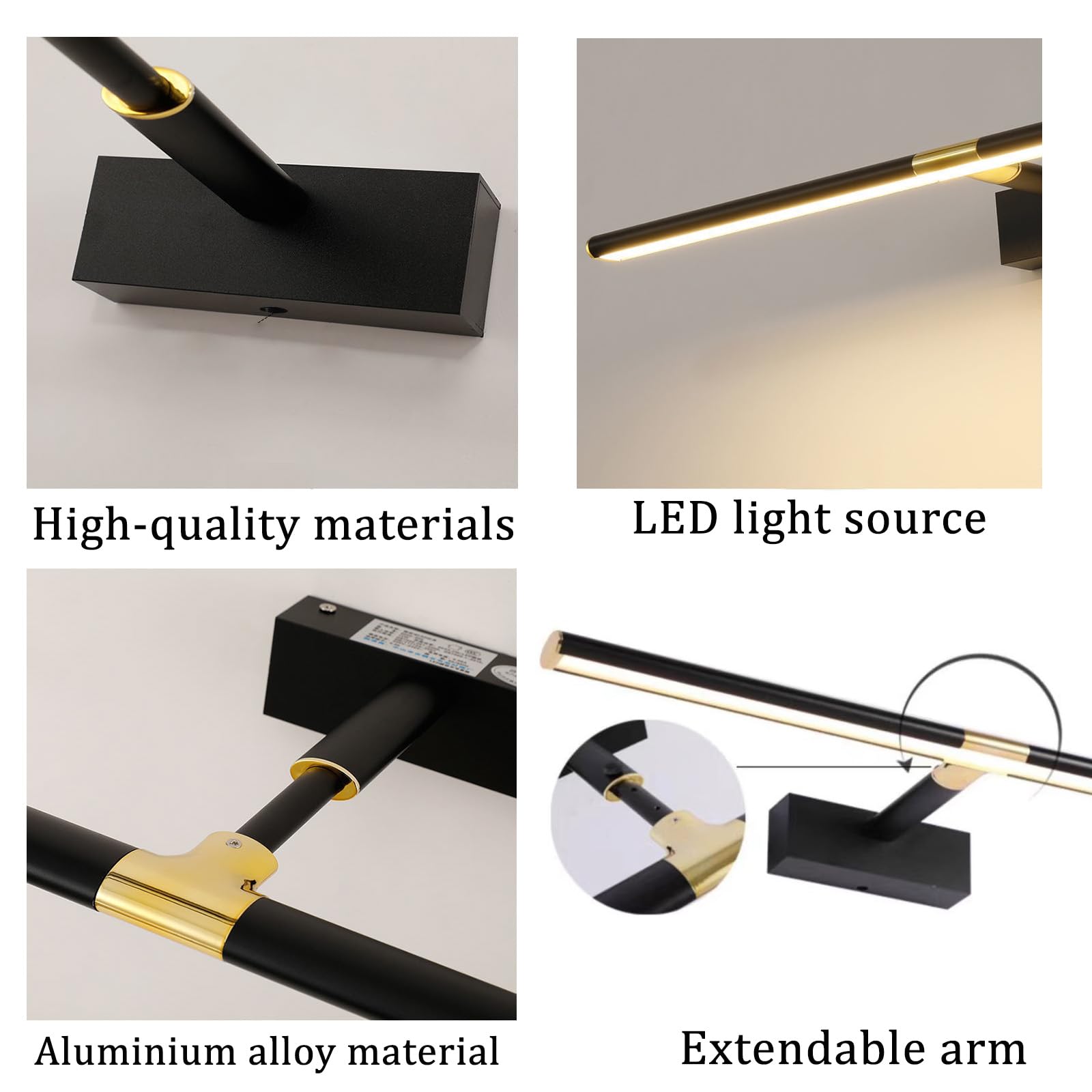 LED Spiegellampe Badezimmer Spiegelschrank Beleuchtung Wandlampen Modern Aluminium Wandleuchten Wasserdicht Spiegelleuchte Badspiegelleuchten Bilderleuchte Badschrank (Silbernes Weißes Licht,40cm)