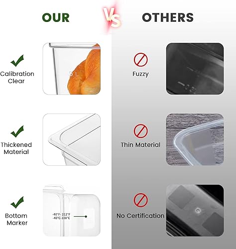 Miniatura 3 de Paquete de 6 bandejas de comida NSF, 13 de tamaño de 4 pulgadas de profundidad de policarbonato transparente, recipientes de almacenamiento de