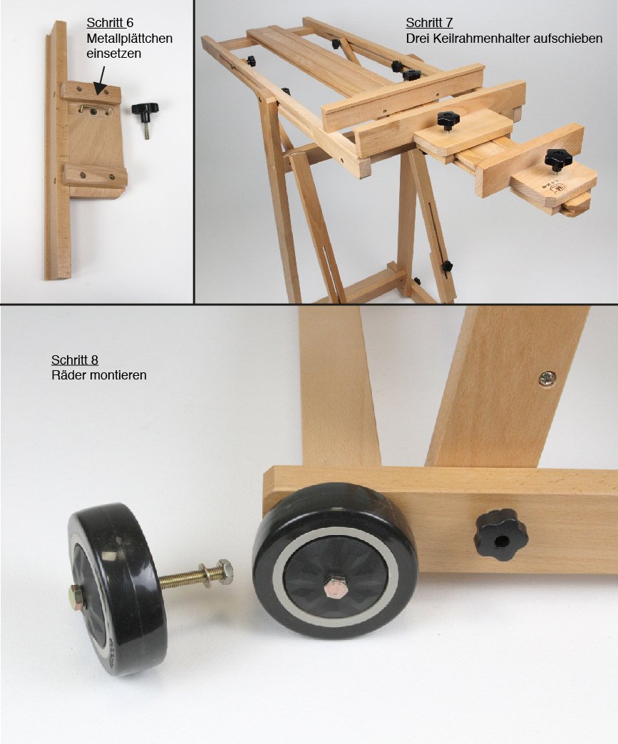 Paintersisters Atelier-Staffelei 131, teilweise vormontiert – schneller Aufbau, waagerecht und senkrecht malen, Keilrahmen bis 195 cm, Studio-Staffelei aus massivem Buchenholz FSC®, Holzstaffelei