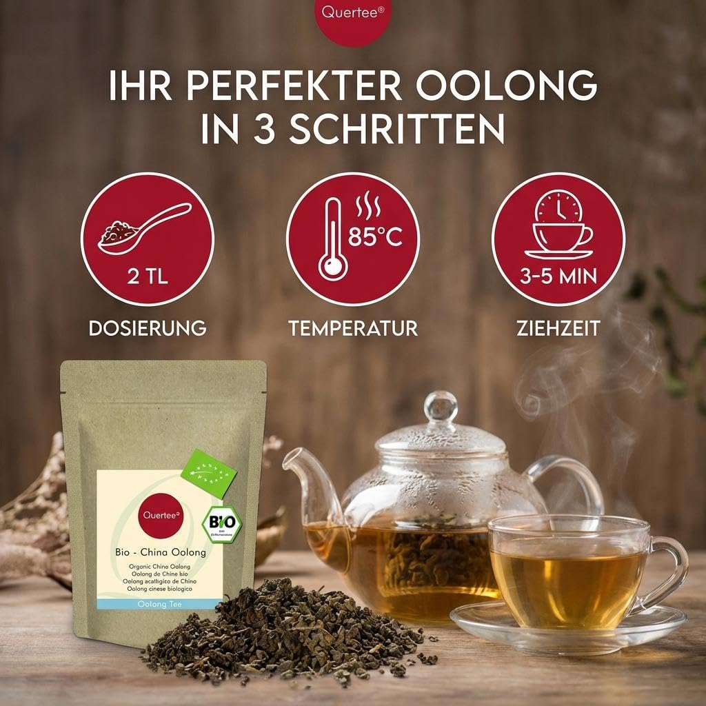 Té orgánico Oolong – China Oolong té orgánico – 500 g – sin aditivos ni sustancias aromáticas para más de 200 tazas de té suelto de Quertee