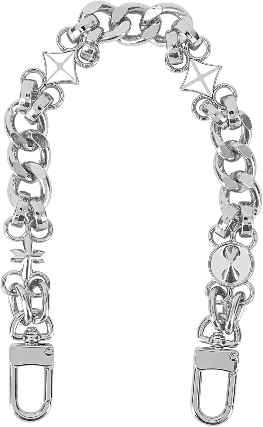 SofVelux 11 Inch Silver Chunky Metal Purse Handle Chain, Decorative Short Handbag Top Handle Replacement Chain with Double Snap Clasps, DIY Bag Accessories for Mini Handbags, Clutches and Wallets