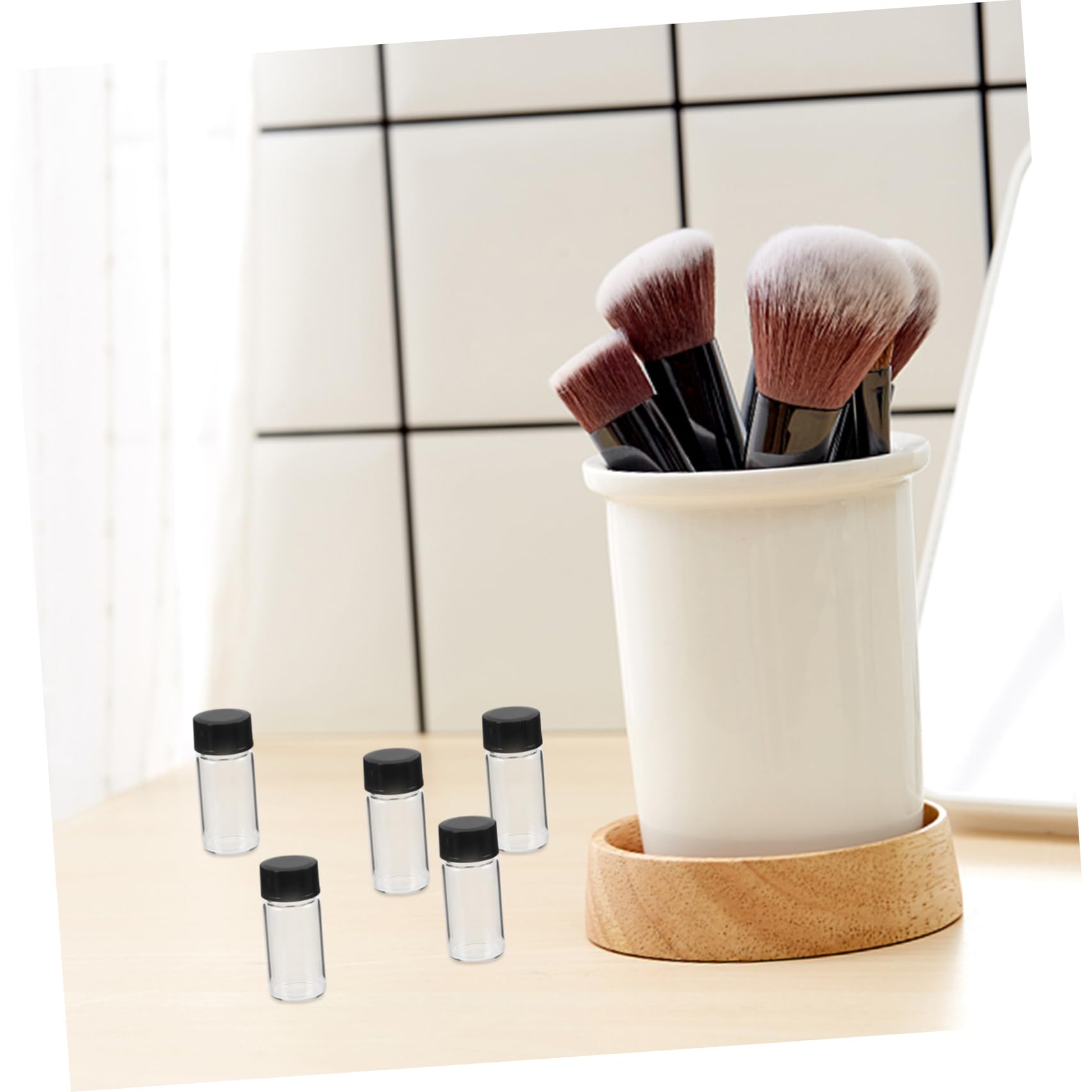 MAGICLULU 100 Pezzi Bottiglie di Vetro da 5ml con Tappi, Flaconi Campione Trasparenti con Fondo Piatto in Vetro, Facile da Riempire e Tenuta per Laboratorio