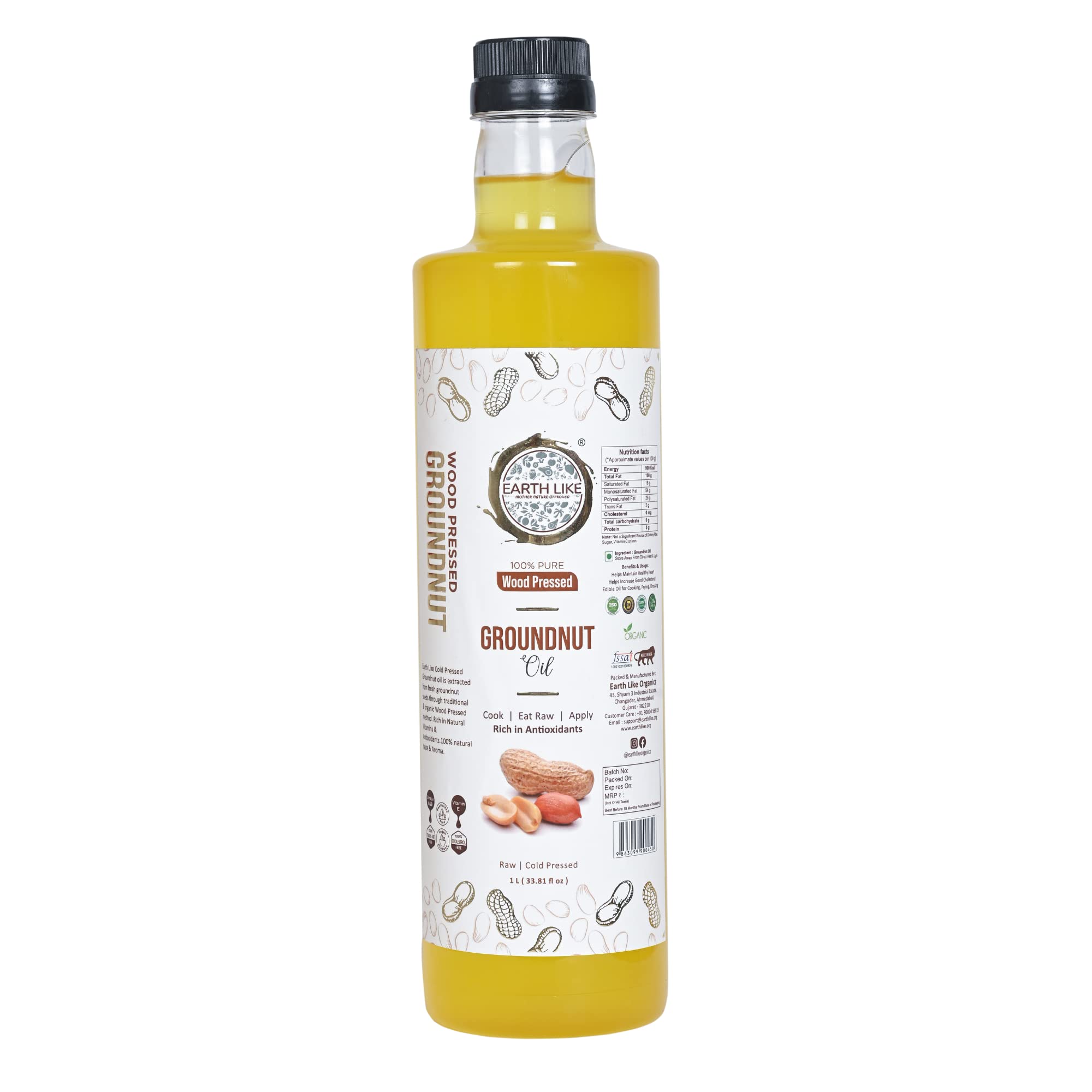 EARTH LIKE Wood Pressed GroundNut/Peanut Oil (1 Litre) Virgin Cold Pressed Edible Oil | Chemical-Free & Unadultered | Kachi Ghani Peanut Oil for Daily Cooking & Frying (B0C3CXYCG6) Amazon Price History, Amazon Price Tracker