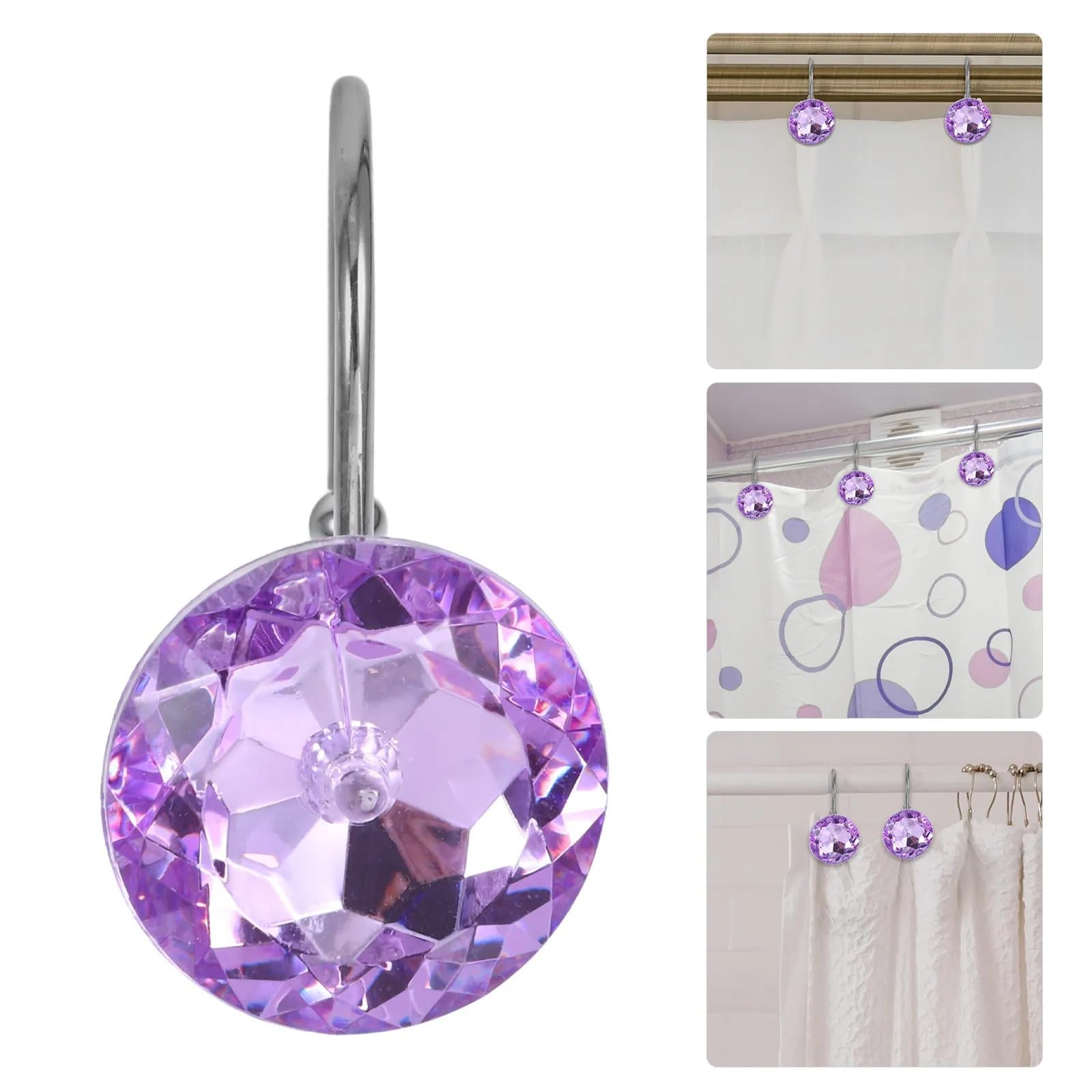 Anillas para Cortinas 12 Ganchos for Cortina de Ducha | Anillos acrílicos de Metal grueso, varillas fáciles de deslizar, ajuste Universal for cortinas decorativas ligeras y pesadas