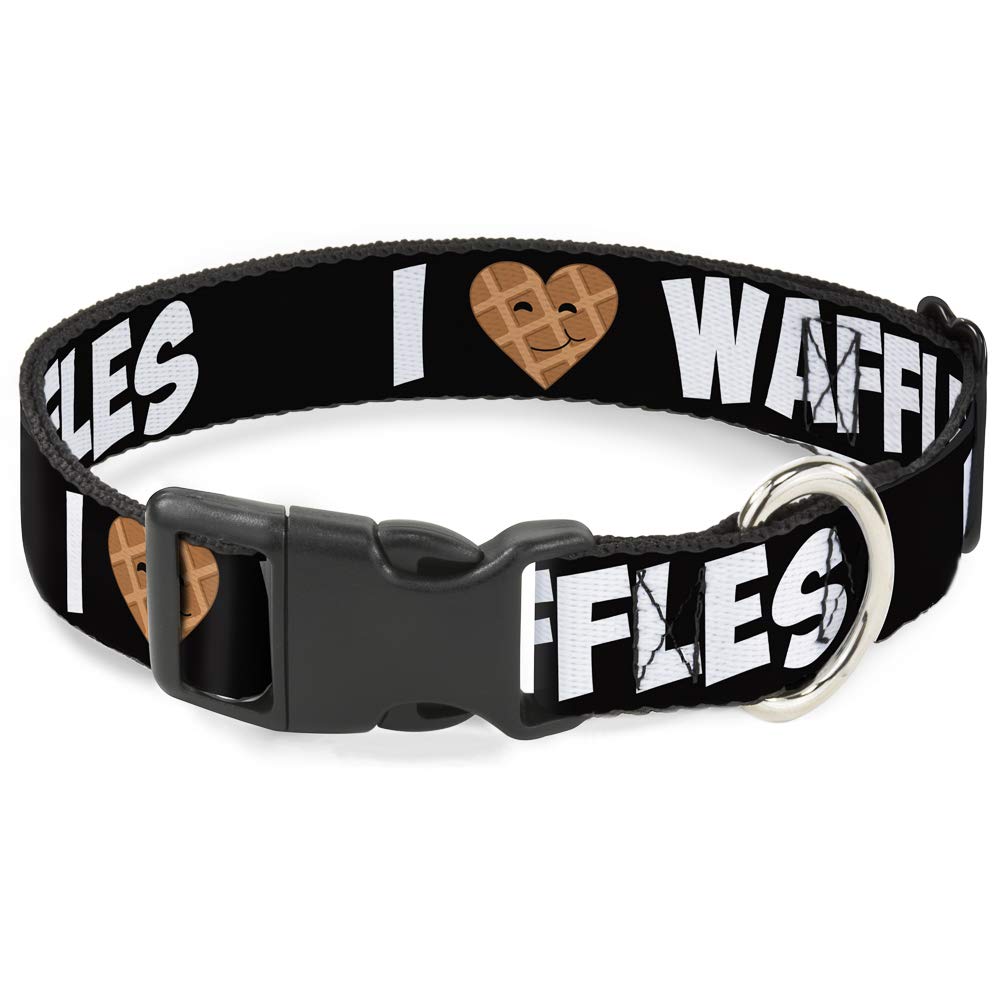 Collar de perro I Heart Waffles de Buckle Down ajustable con clip de plástico resistente