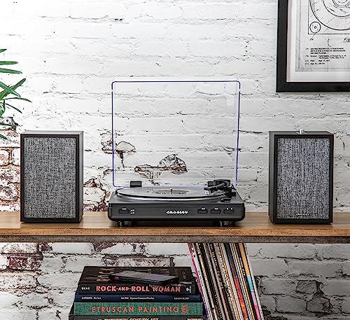 Image of Crosley KT400B-BK Fully Automatic Bluetooth 2-Speed Turntable Record Player with S200A Stereo Speakers, Black