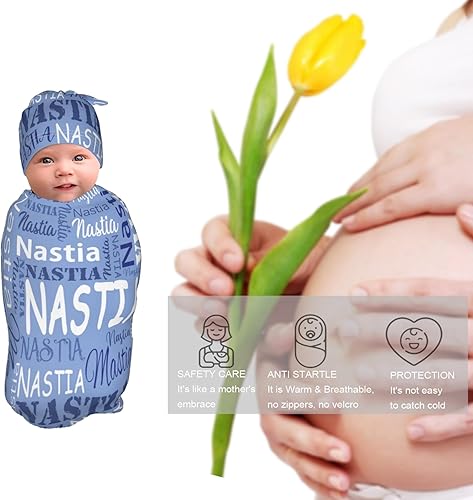 Miniatura 9 de Mantas de bebé personalizadas para niña niño Manta de bebé personalizada con nombre Diseño de capullo de imitación Adecuado para bebés de 0 a 6 meses