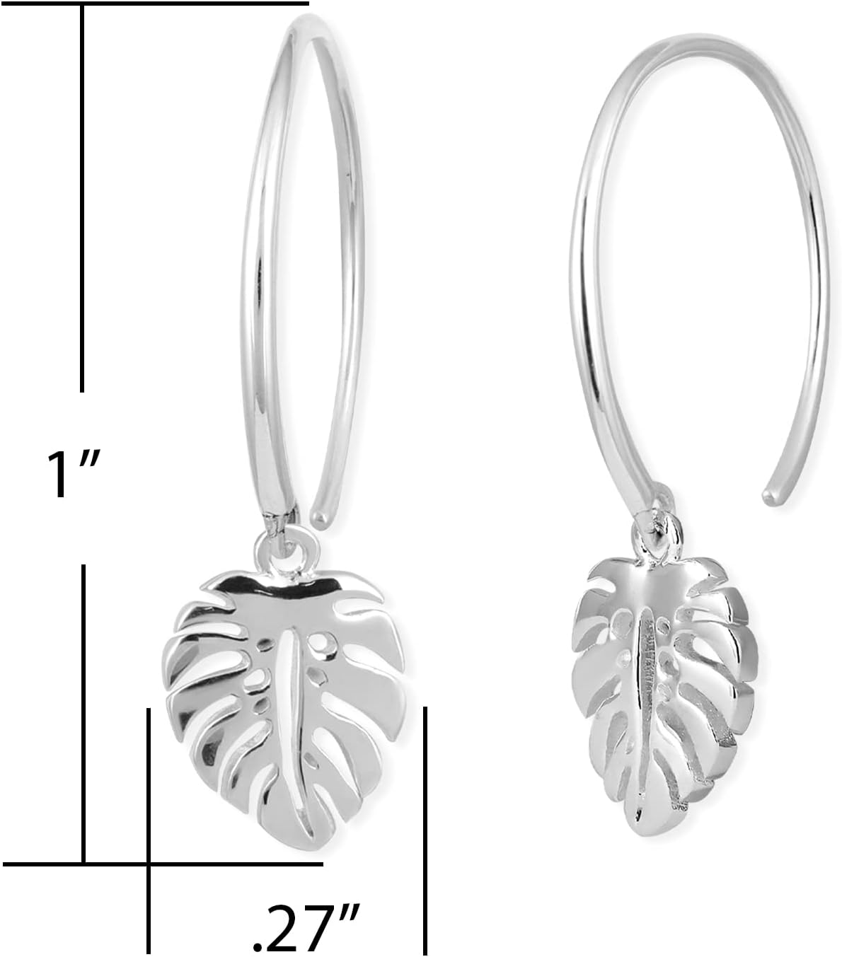 Boma Jewelry Sterling Silver Monstera Leaf Pull Through Hoop Earrings - Image 4