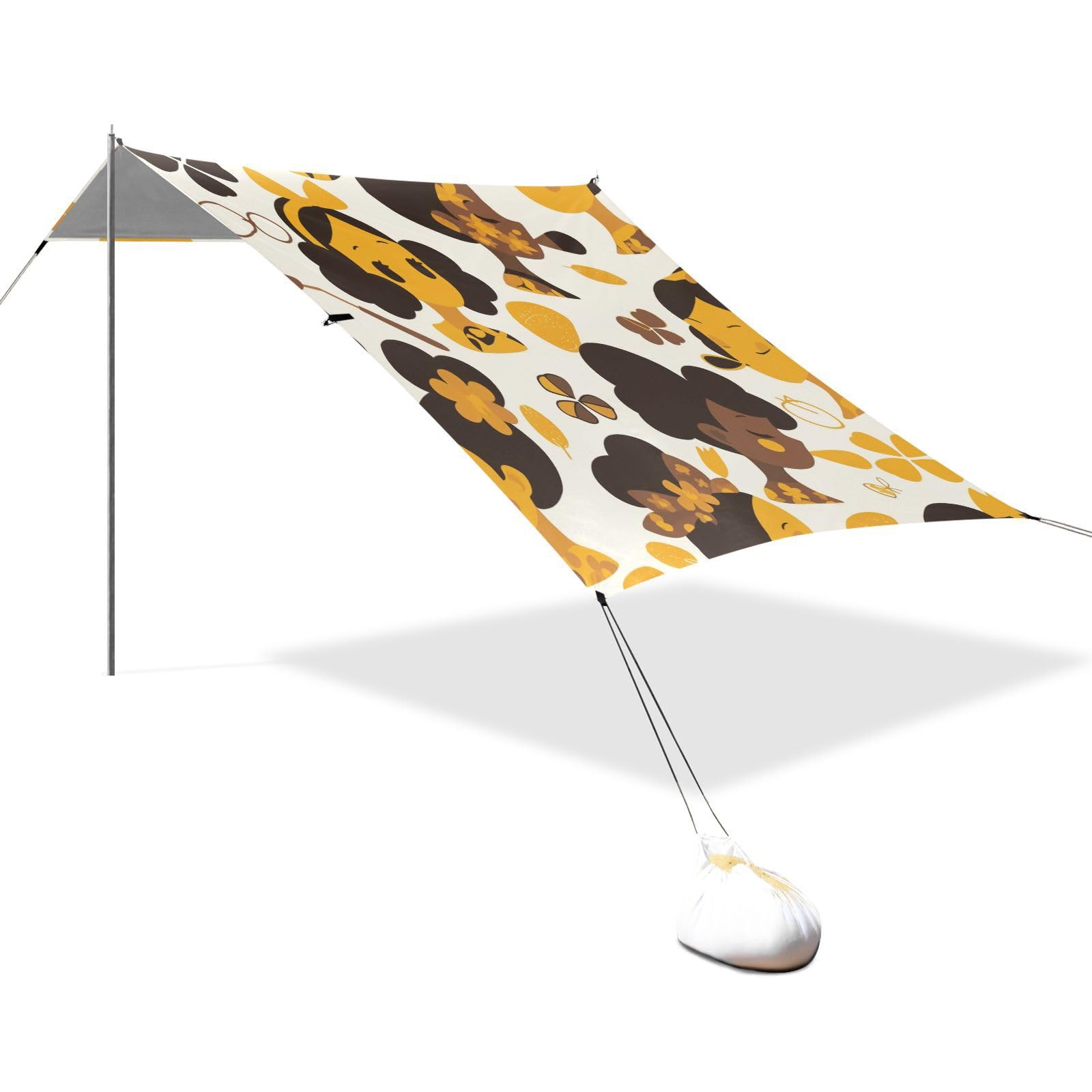 Lollipop Girl Foldable Beach Cabana UPF50+ Protection Water-Resistant Large Portable Sun Shelter with Sturdy Poles, Sandbags and Shovel for Backyard, Grassland, Park