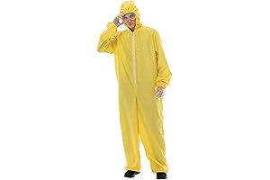 Adult Hazmat Suit Halloween Costume Coverall Gloves Goggles Set