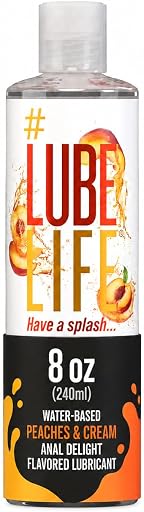 LUBELIFE Peaches and Cream Flavored Water Based Anal Lube 8 fl oz | Peaches and Cream Flavored Water Based Anal Lube, toy-safe water-based formula, safe for oral use, body-safe ingredients (ASIN B0FGK45Q6F), rank #6 by monthly sales volume for 'Butt Plugs' on Amazon