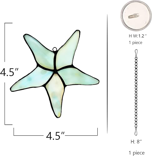 Miniatura 6 de BOXCASA Atrapasoles con estrellas de mar para ventanas, estrellas de mar, vitrales, colgantes para decoración de fiesta temática de playa,